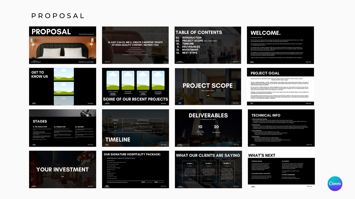 16-page client proposal deck template